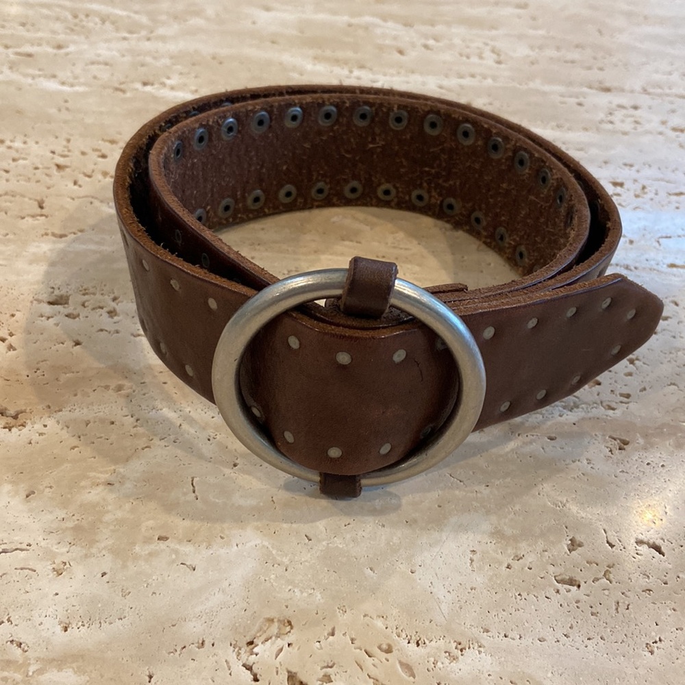 J. Crew Brown Leather Studded Belt